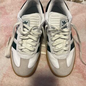 Adidas White and Green Samba Sneakers